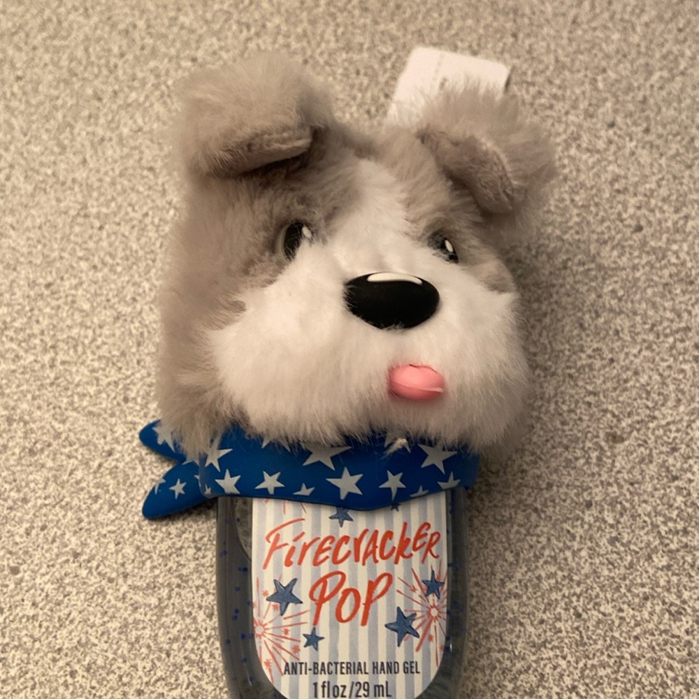 Fourth of July dog hand sanitizer holder and sanitizer